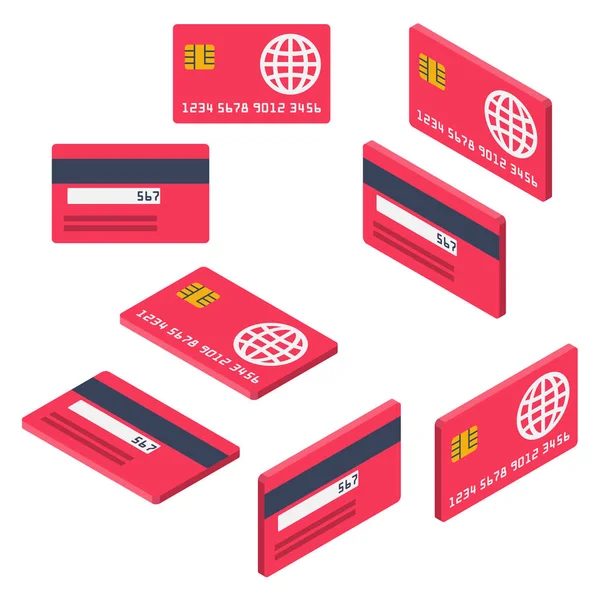 Isometrisches Set für Kreditkarten. — Stockvektor