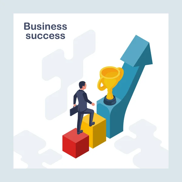 Üzleti siker. Üzletember menni győzelem — Stock Vector