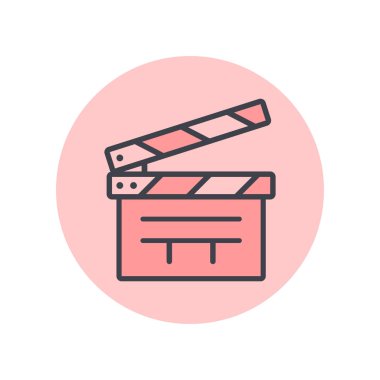 Arka plan en az çizgi üzerinde izole film clapper kurulu