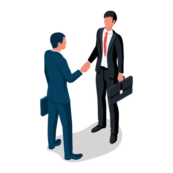 Handshake businessmens isometric — Stock Vector