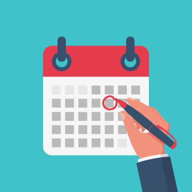 Mark takvim. Vektör çizim düz stil.