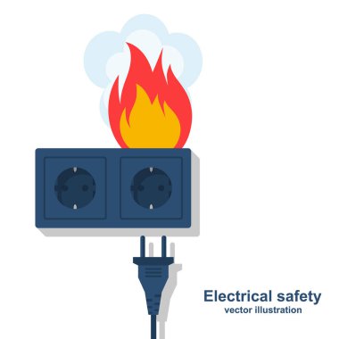 Yangında soket. Alev tak. Elektrik devresi kırık
