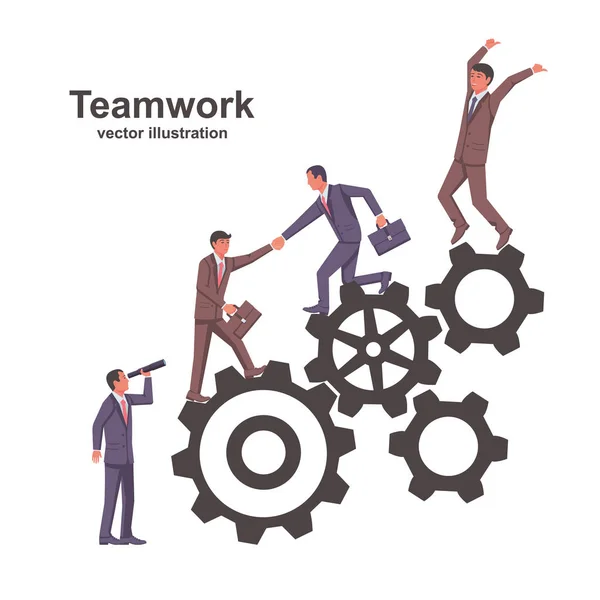 Concepto de team building. Plantilla para diseño web vector — Vector de stock