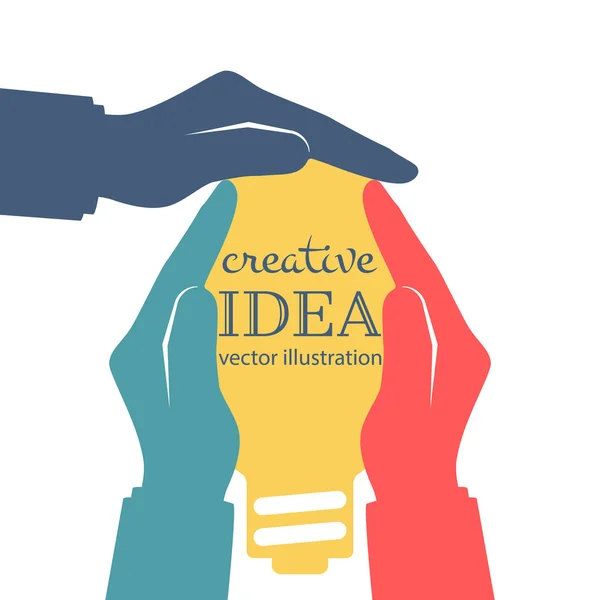 Idea creativa. Molteplici lampade multirazziali — Vettoriale Stock