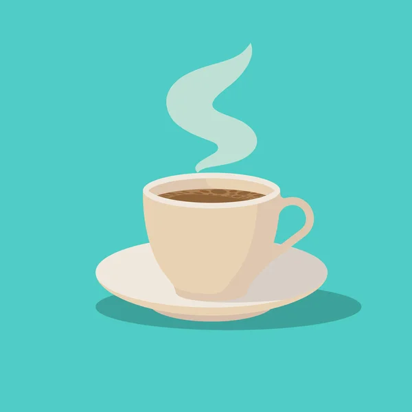 Φλιτζάνι καφέ με ατμό. Φρέσκος ζεστός καφές σε ασημένιο δίσκο — Διανυσματικό Αρχείο
