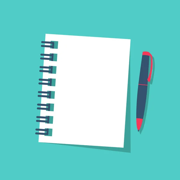 Cuaderno y pluma aislados sobre fondo . — Vector de stock