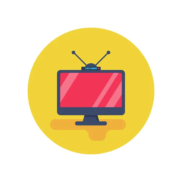Televizor s plochou ikonou. Technologie videa. Analogová televize — Stockový vektor