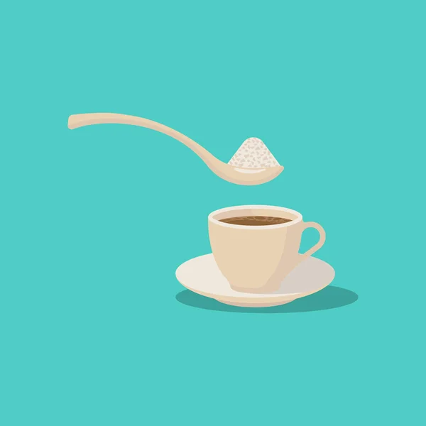 Zucchero nel caffè. Illustrazione vettoriale design piatto . — Vettoriale Stock