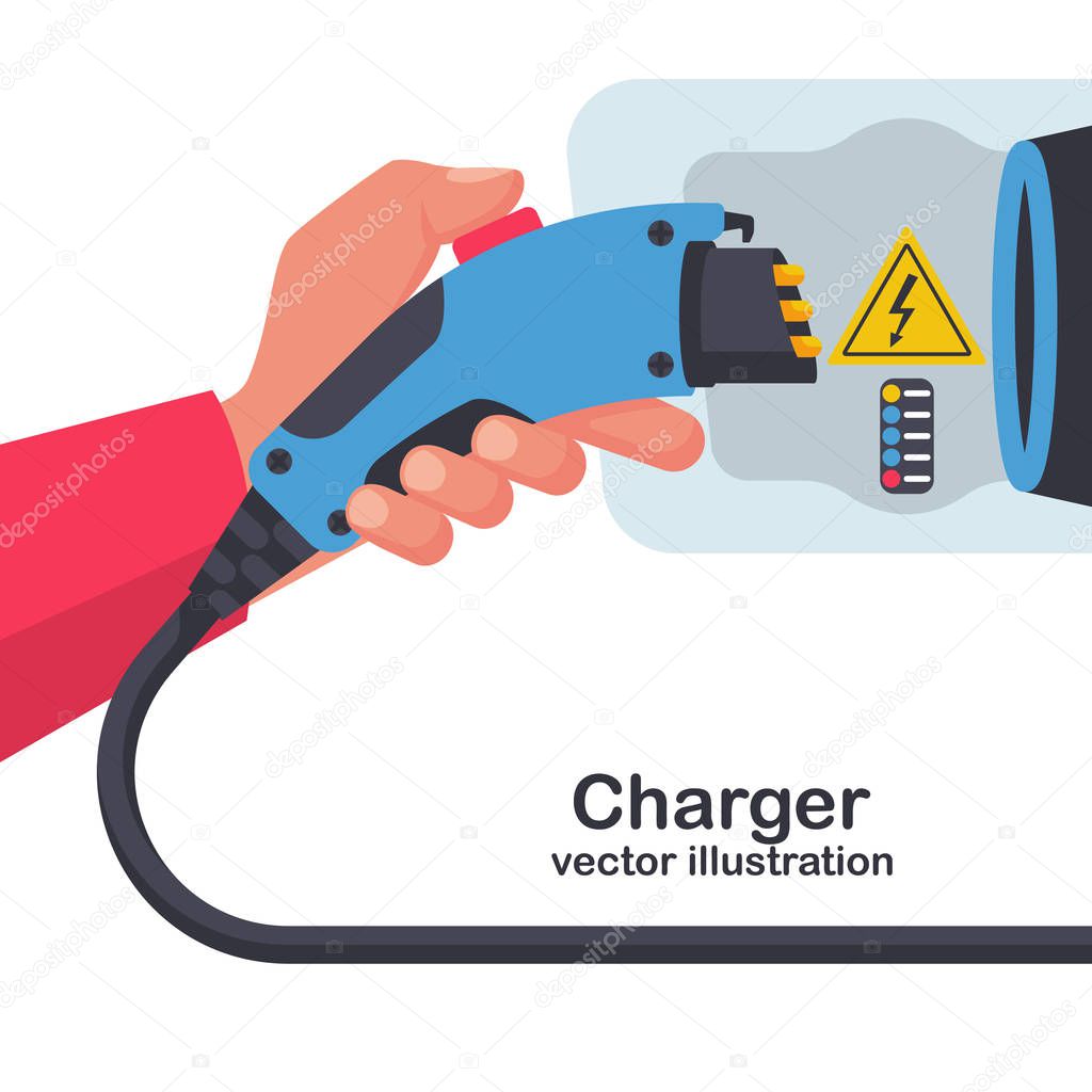 Power supply connect to electric car for add charge to battery