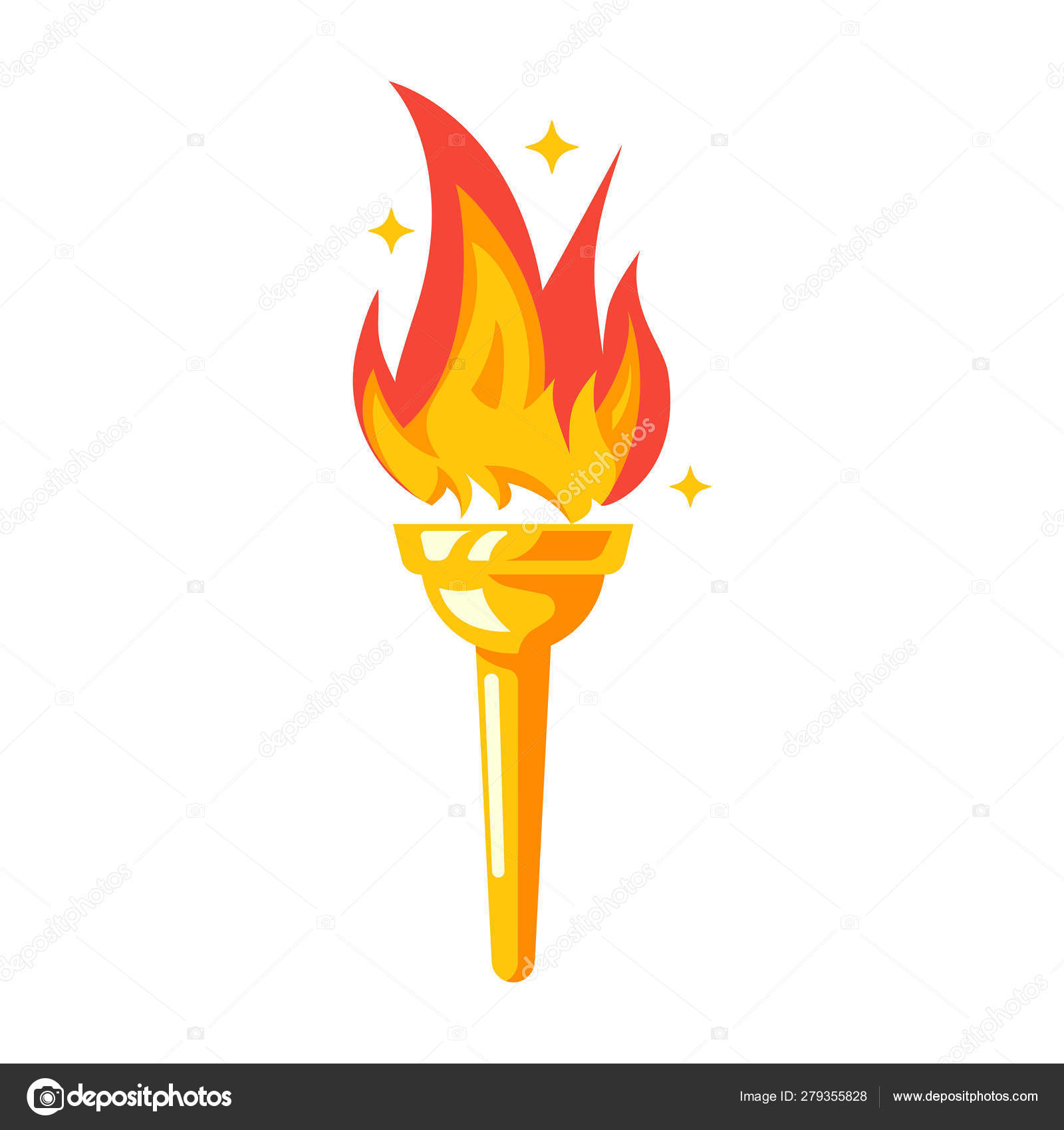 Chama brilhante fogo de desenho animado tocha ou fósforo a arder