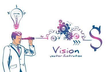 Fikirden kazança giden yol. Vizyon iş konsepti