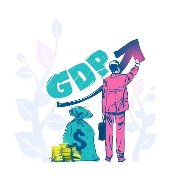 Diseño dibujado a mano del dibujo del PIB del crecimiento . — Archivo Imágenes Vectoriales