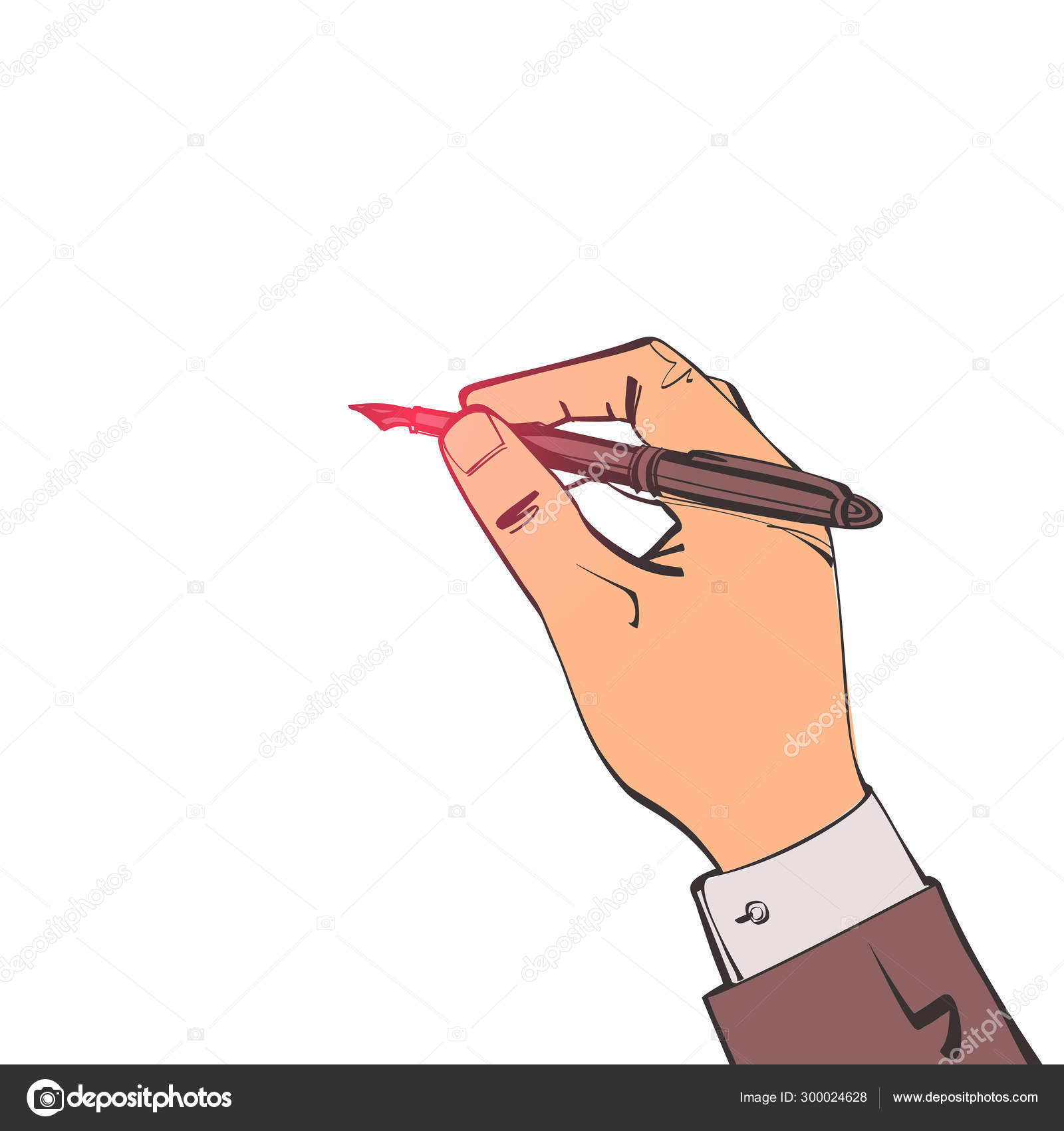 Pen In Hand Sketch Style Man Holding Pencil Vector Illustration Cartoon Design Stock Vector C Threecvet Gmail Com 300024628