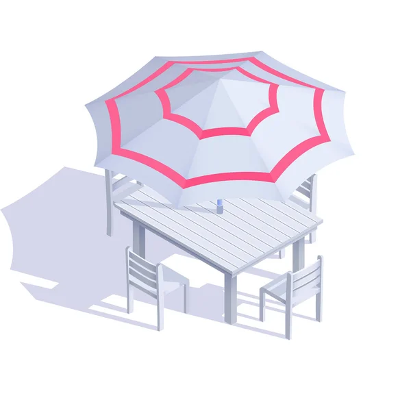 Guarda-chuva com mesa e cadeiras estilo vetorial — Vetor de Stock