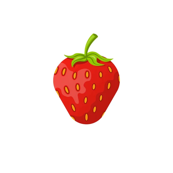 Ícone de morango vermelho isolado no fundo branco. Desenhos animados — Vetor de Stock