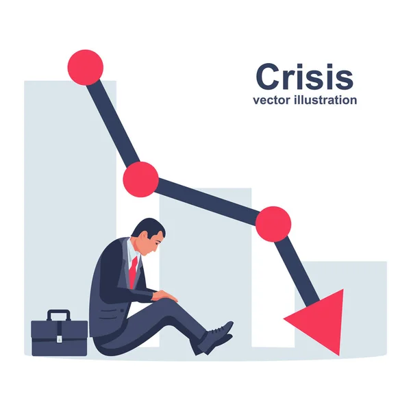 Concepto de crisis financiera. Problema colapso accidente. vector plano — Archivo Imágenes Vectoriales