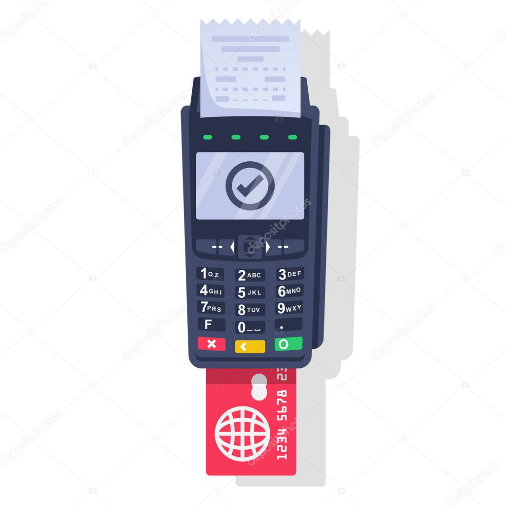 Payment terminal with paper check and plastic bank card