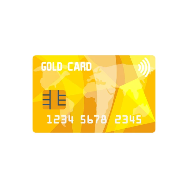 Altın kredi kartı. Vip kartı. Vektör illüstrasyon, düz tasarım tarzı. — Stok Vektör