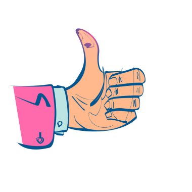 Renkli bir ikon gibi. Başparmak yukarı simgesi.