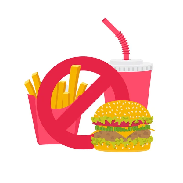 No fast food symbol. Do not eat, drinks.vector — Stock Vector