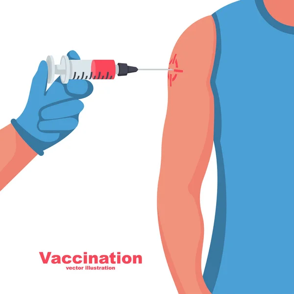 疫苗接种概念。医疗模板登陆页. — 图库矢量图片