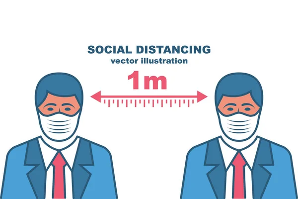 Begreppet socialt avstånd. Landningssida social medvetenhet — Stock vektor