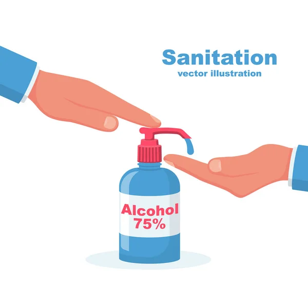Handtvätt Antibakteriell Alkohol Flaska Sanitära Produkt För Personlig Hygien Hygienisk — Stock vektor