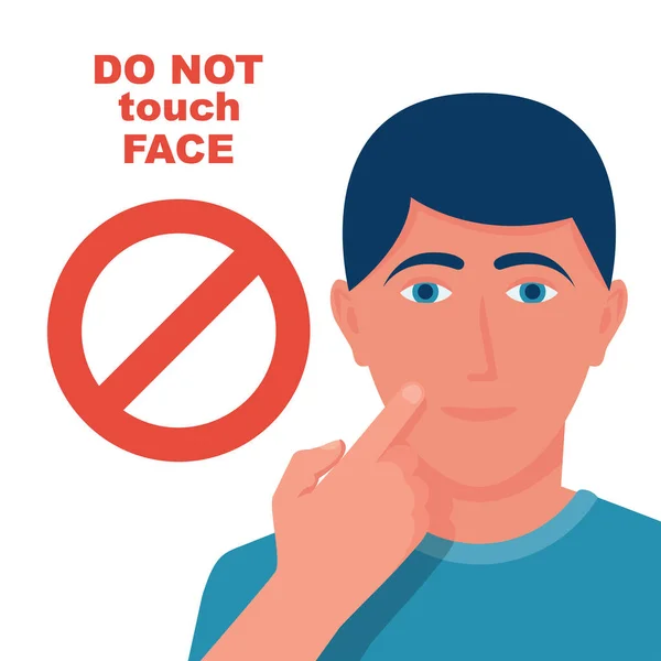 Gesicht Nicht Berühren Rotes Verbotsschild Prävention Von Viruserkrankungen Und Coronavirus — Stockvektor