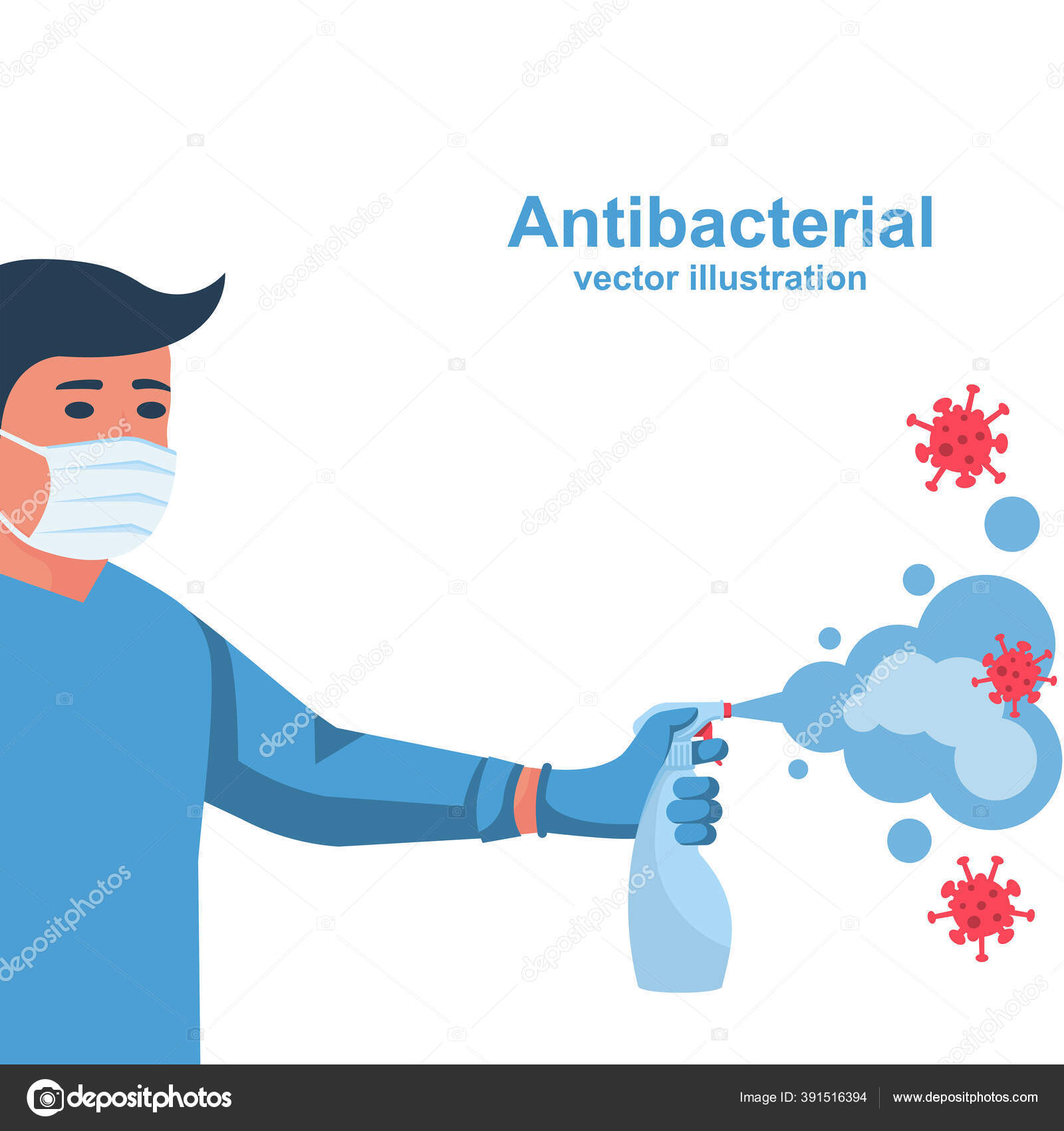 Antibacterial spray kills bacteria vector Stock Vector Image by