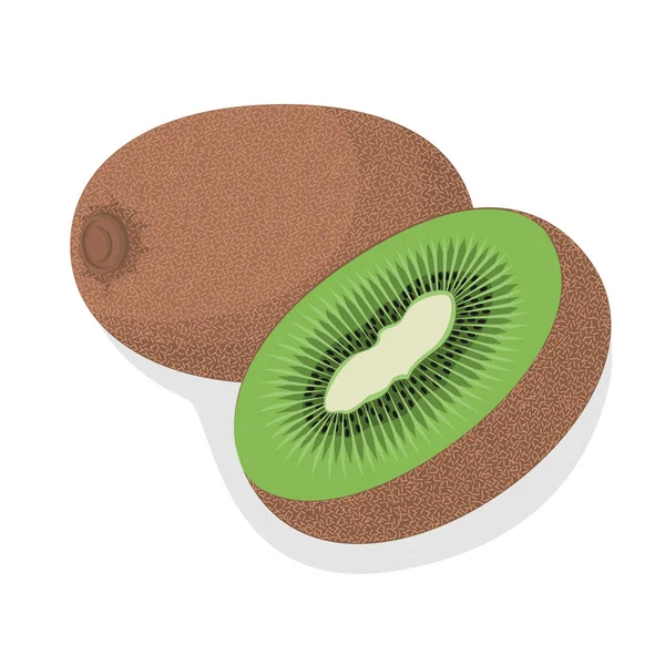 Kiwi Frais Mûr Sur Fond Blanc Savoureux Icône Fruits Sucrés — Image vectorielle