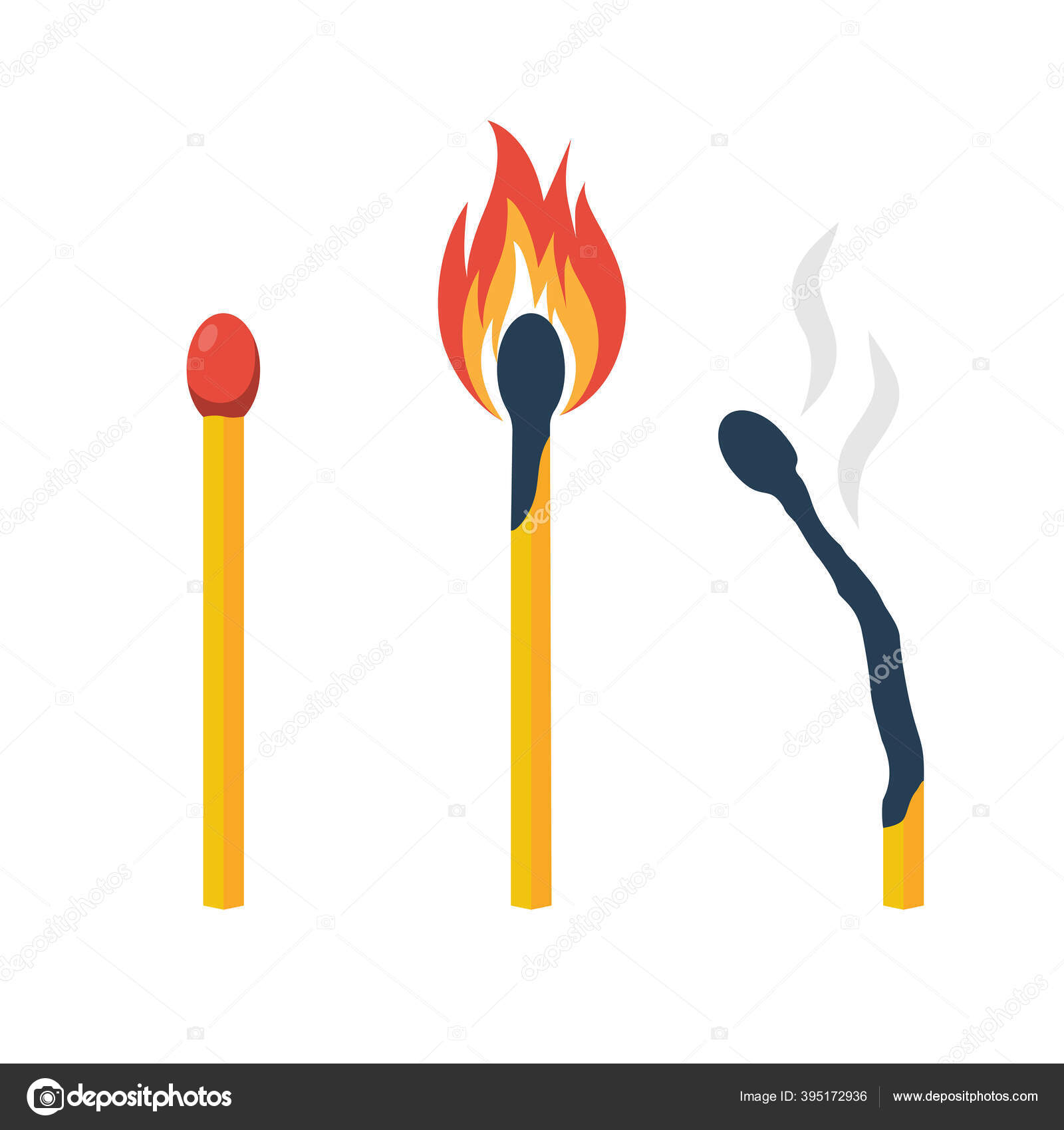 Colección Color Fósforos Fósforo Ardiente Humo Entero Ilustración Vectorial  Diseño Vector de stock #395172936 de ©threecvet.gmail.com, image size:1600x1700
