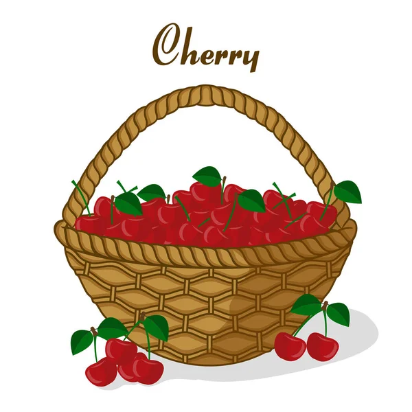 Berries Cherry Basket Fresh Sweet Nature Product Can Used Logo — Stock Vector