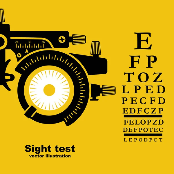 Prueba de visión. Diagnóstico de visión. Marco de prueba ocular. Prueba de visión. Compruebe la vista. — Vector de stock