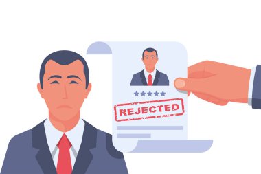 Özgeçmişi reddet. İş başvurusunu reddeden damgalı bir aday belgesi var