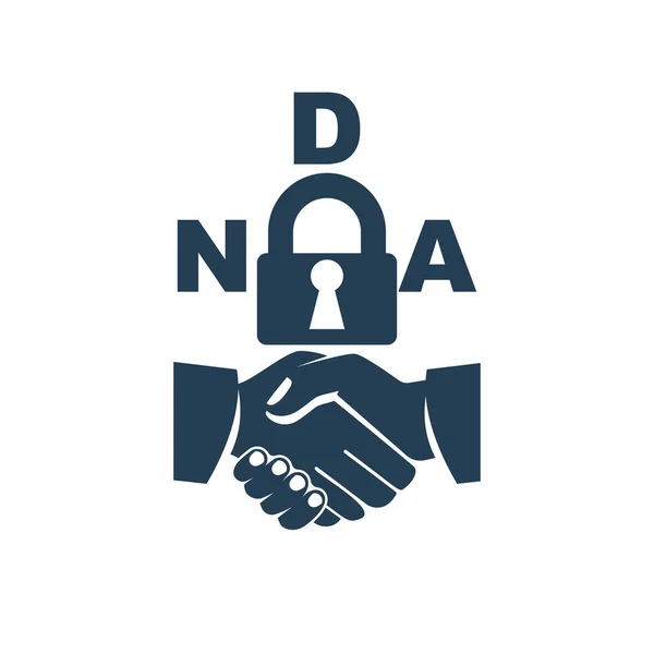 Het NDA-logo. Zwart pictogram Non disclosure Agreement — Stockvector