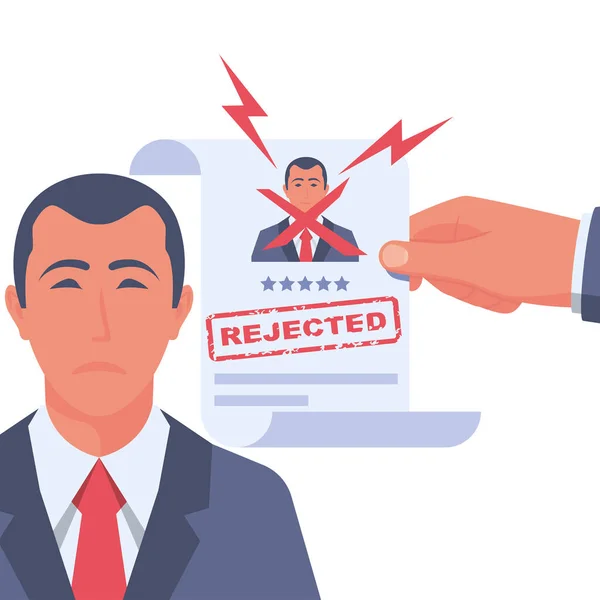 Reject Resume Head Hunter Holds Stamped Candidate Document Rejecting Job — Stock Vector