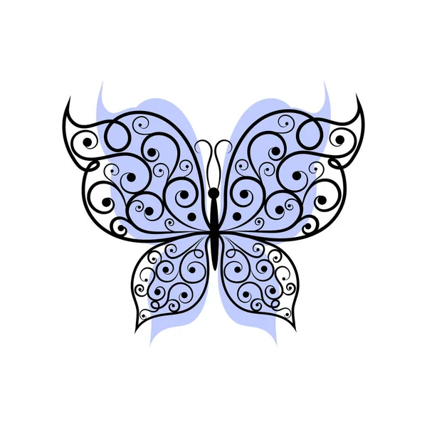 Hermosa mariposa con patrón de remolino . — Vector de stock