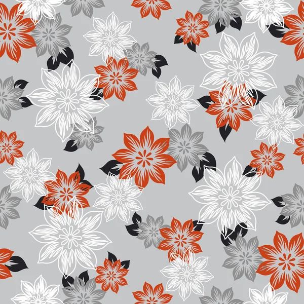 Nahtloses Muster mit schönen Blumen. Vektorillustration — Stockvektor