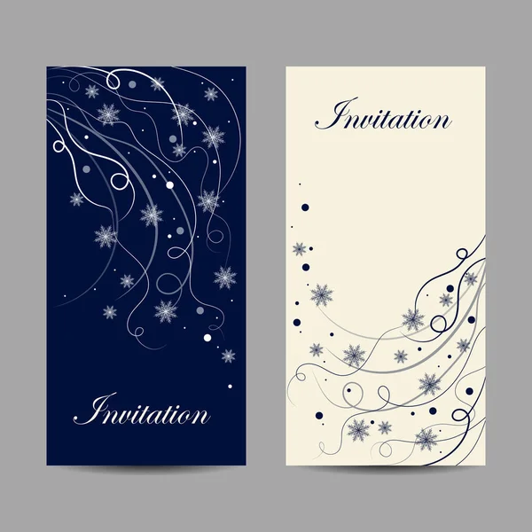 Conjunto de banners verticales. Hermoso patrón de invierno con copos de nieve y remolinos — Archivo Imágenes Vectoriales