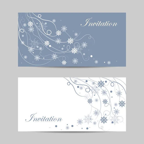 Set of horizontal banners. Beautiful winter pattern with snowflakes and swirls — Stock Vector