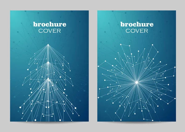 Projekt szablonu broszury. Streszczenie geometrycznego tła z połączonymi liniami i kropkami — Wektor stockowy