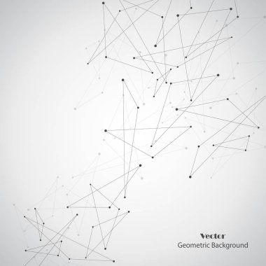 Birbirine bağlı çizgiler ve noktalar olan geometrik desen. Vektör illüstrasyonu