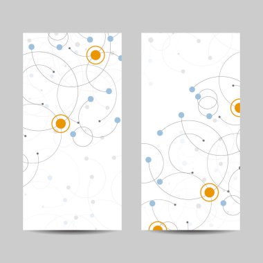 Dikey afiş kümesi. Soyut geometrik ve arka plan bağlı daireler noktalar. Vektör çizim