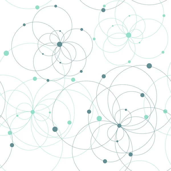 Бесшовный геометрический узор с связными кругами и точками . — стоковый вектор