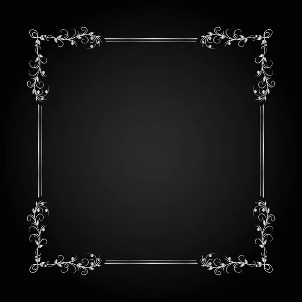 Винтажная серебряная рама. Декоративная векторная рамка с местом для текста — стоковый вектор