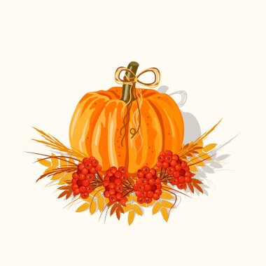 Sonbahar yapraklı turuncu büyük balkabağı senin tasarımında kullanılacak..