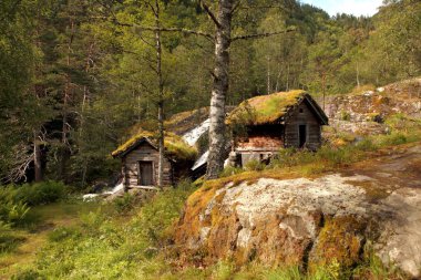 Norveç'te çimenli çatılı çok eski su değirmenleri