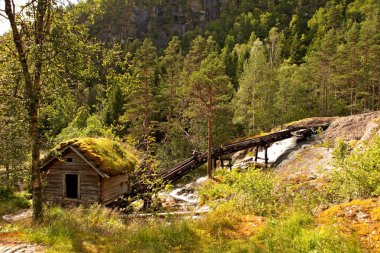 Norveç'te çimenli çatılı çok eski su değirmenleri