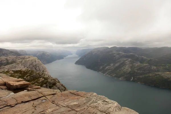 view from Pulpit Rock, view from the ascending path, Lysefjord, Norway