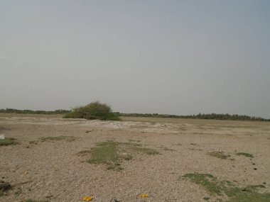 Jhimpir Sindh 'deki Keenjhar Gölü' nün çarpıcı gündüz perspektifi. Bu göl, önemi ve manzarası ile ünlüdür..